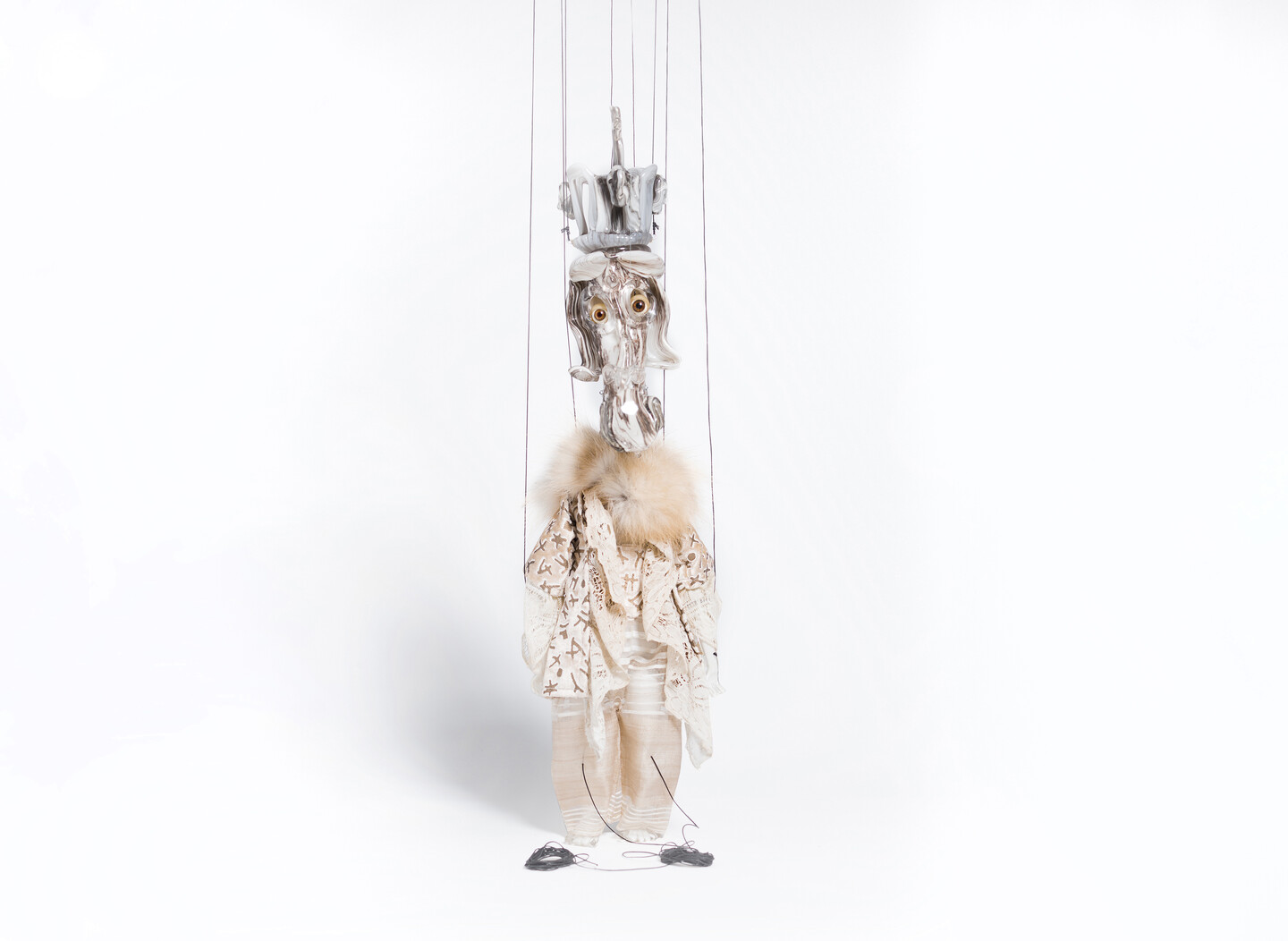 Marionette #10 from Cabaret Crusades III, 2014, Murano glass, fabric, enamel, thread