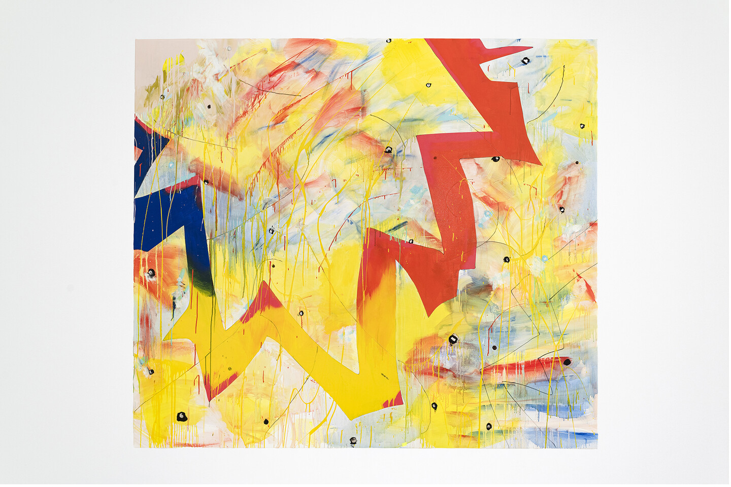 Corporeal, 2023 Acrylic, oil, household gloss paint and mirror on canvas 214 &times; 242 cm