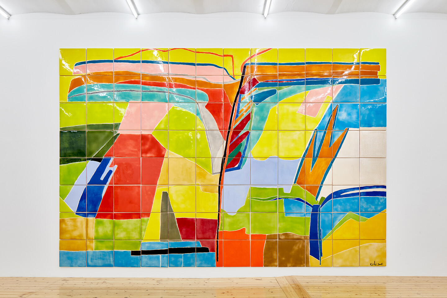 Untitled, 2020/2024, Ceramic mural 96 hand made ceramic tiles  Based on draft number D99 of the catalogue raisonn&eacute;, 96 tiles; each 40 x 40 cm;  total: 320 x 480 cm x 2 cm