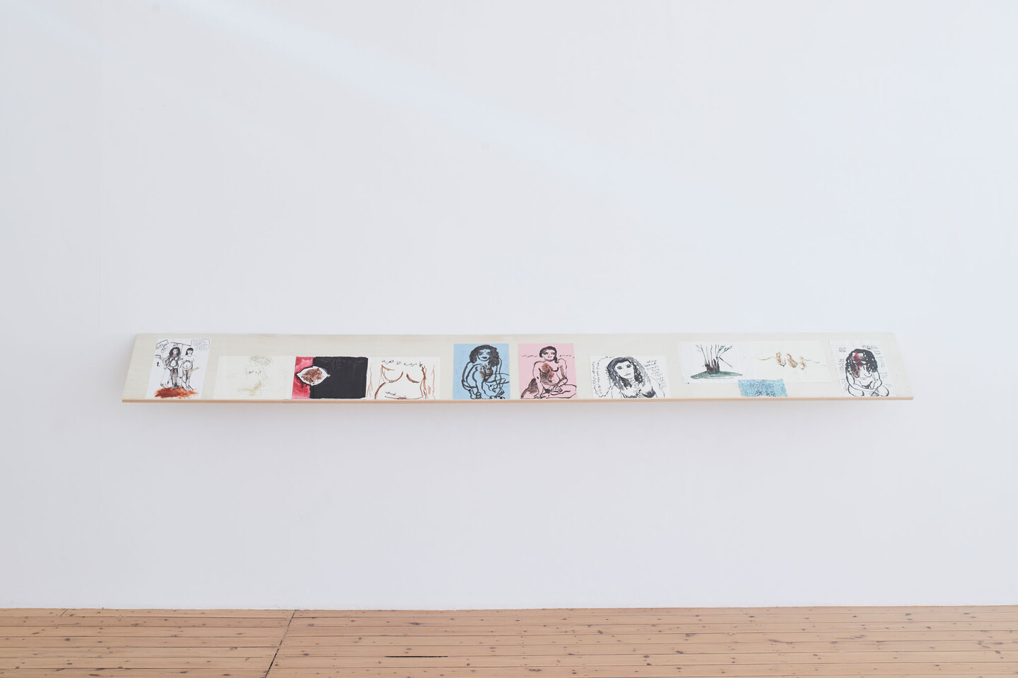 Mounira Al Solh, 13 April, 13 April, 13 April, 2020, Drawings on paper, Various dimensions, Installation view &ldquo;Pocket Rhythms&rdquo;, Sfeir-Semler Gallery, Hamburg, 2023