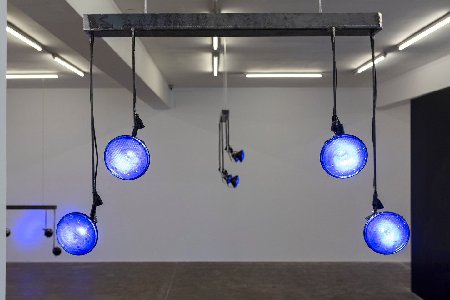 Rayyane Tabet, 6 nights, 2023, Car lights sculpture, 125.5 x 86.5 x 32 cm, Installation view, SSGB, 2023