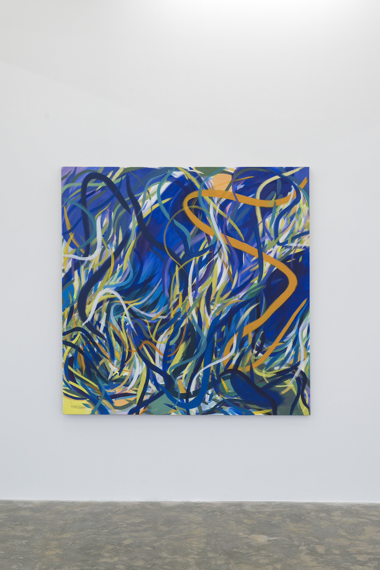 Samia Halaby, Spawning Pool, 2021, Acrylic on canvas, 180 x 180 cm