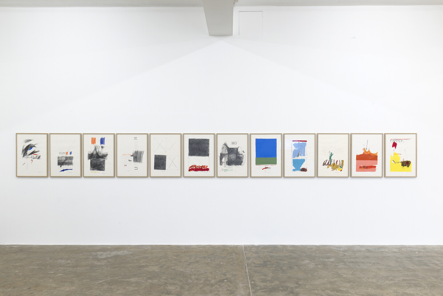 Farid Haddad, Liberation series, 1972, Graphite and pencil on paper, 70 x 50 cm each, Exhibition view, Sfeir-Semler Gallery Beirut, 2023