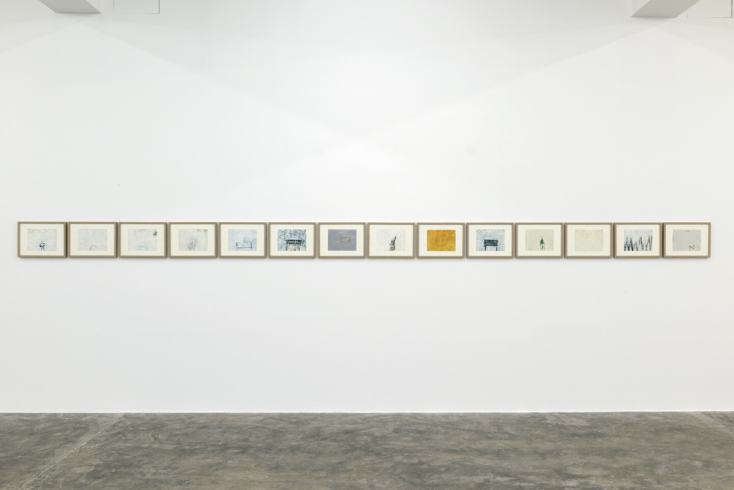 Farid Haddad, Untitled series 1-14, 1971, Mixed media on paper, 28 x 38 cm each, Exhibition view, 2023