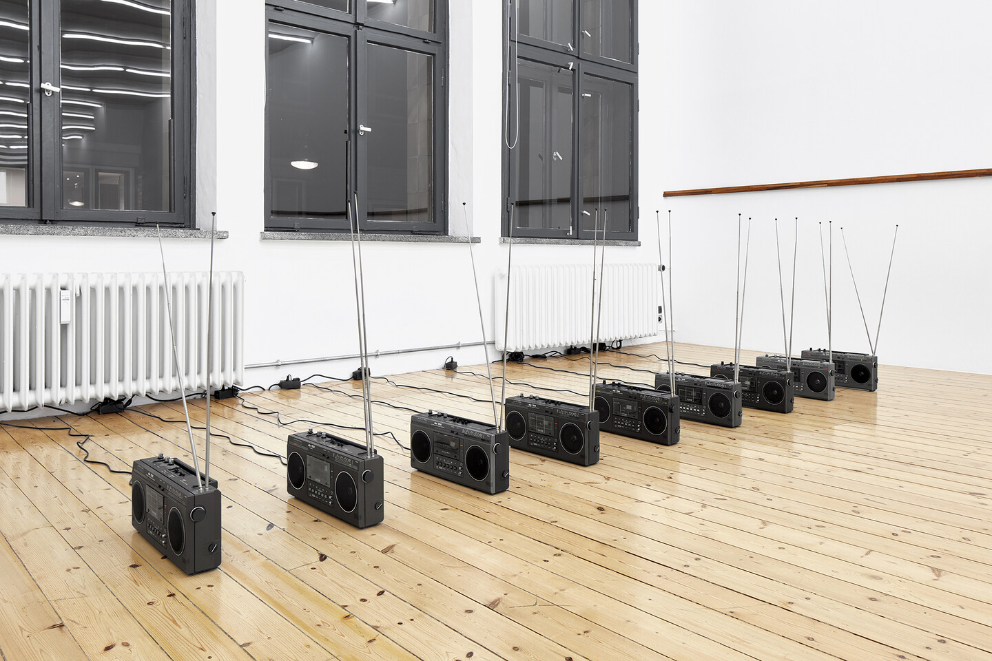 Song for VEB Stern-Radio Berlin, 2021, 30:00 min stereo sound, looped 9 radios from VEB Stern-Radio Berlin, Courtesy the artist and Sfeir-Semler Gallery